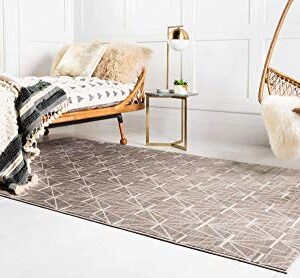 Unique Loom Uptown Collection by Jill Zarin Collection Geometric Modern Brown Area Rug (8' 0 x 10' 0)