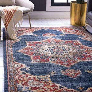 Unique Loom Utopia Collection Traditional Classic Vintage Inspired Area Rug with Warm Hues, 2 ft 2 in x 3 ft, Navy Blue/Burgundy