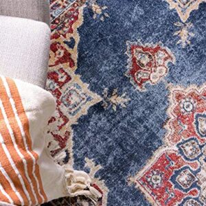 Unique Loom Utopia Collection Traditional Classic Vintage Inspired Area Rug with Warm Hues, 2 ft 2 in x 3 ft, Navy Blue/Burgundy