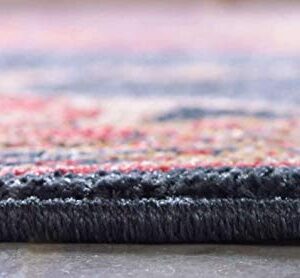 Unique Loom Utopia Collection Traditional Classic Vintage Inspired Area Rug with Warm Hues, 2 ft 2 in x 3 ft, Navy Blue/Burgundy