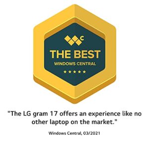 LG Gram 17Z90P Laptop 17" IPS Ultra-Lightweight, (2560 x 1600), Intel Evo 11th gen Core i7 , 16GB RAM, 2TB SSD, Upgradeable Windows 10 Home, Alexa Built-in, 2X USB-C, HDMI, USB-A - Black