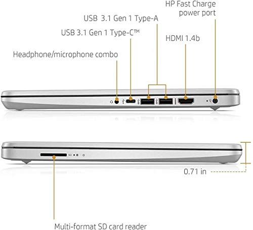 HP Newest 14 Flagship Laptop Computer 14" Diagonal Full HD IPS Display Intel Pentium Silver Quad-Core N5000 4GB DDR4 64GB eMMC USB-C BT 5.0 Office 365 Win10 + HDMI Cable