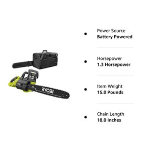 Ryobi 18 in. HP 40V Brushless Lithium-Ion Electric Cordless Battery Chainsaw + CASE (Tool-Only) BATTERY AND CHARGER NOT INCLUDED