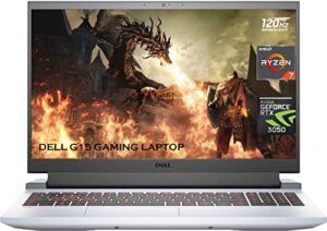 dell 2022 newest g15 gaming laptop, 15.6” fhd 120hz display, amd ryzen 7 5800h 8-core processor, geforce rtx 3050 ti, 64gb ram, 1tb ssd, webcam, hdmi, wi-fi 6, backlit kb, windows 11 home, grey gray