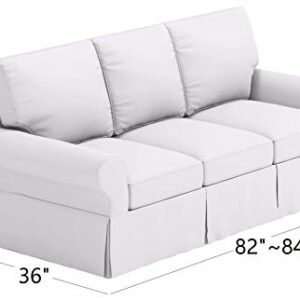 The Heavy Cotton Sofa Cover is 3 Seat Sofa Slipcover Replacement. It Fits Pottery Barn PB Basic Three Seat Sofa (Bright White Basic)