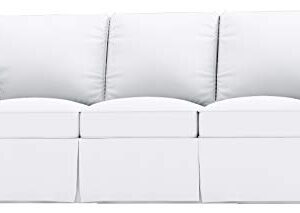 The Heavy Cotton Sofa Cover is 3 Seat Sofa Slipcover Replacement. It Fits Pottery Barn PB Basic Three Seat Sofa (Bright White Basic)