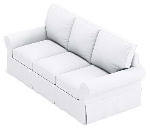 The Heavy Cotton Sofa Cover is 3 Seat Sofa Slipcover Replacement. It Fits Pottery Barn PB Basic Three Seat Sofa (Bright White Basic)