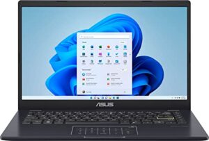 asus e410 14″ lightweight laptop computer, intel celeron n4020 up to 2.8ghz, 4gb ddr4 ram, 64gb emmc, 802.11ac wifi, bluetooth, hdmi, webcam, star black, windows 11 s, ipuzzl