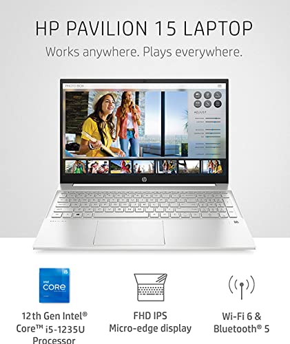 HP Pavilion 15.6" 1080p Touchscreen Business Laptop - 10-core 12th Gen Intel Core i5-1235U - Windows 11 PRO - Intel® Iris® Xe Graphics - w/HDMI Cable (16GB RAM | 512GB PCIe SSD)