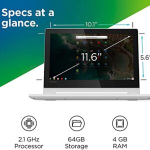 Flagship Lenovo Chromebook Flex 3 2 in 1 Touchscreen Laptop Computer, 11.6-Inch HD (1366 x 768) IPS Display, MediaTek MT8173C Processor, 4GB LPDDR3, 64 GB eMMC, Chrome OS, Blizzard White