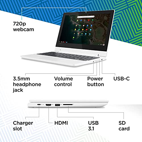 Flagship Lenovo Chromebook Flex 3 2 in 1 Touchscreen Laptop Computer, 11.6-Inch HD (1366 x 768) IPS Display, MediaTek MT8173C Processor, 4GB LPDDR3, 64 GB eMMC, Chrome OS, Blizzard White