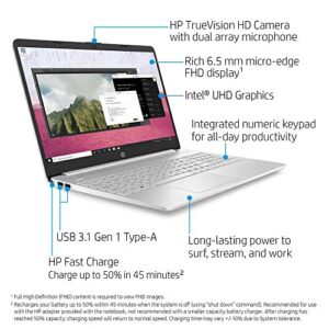 HP 15-Inch FHD Laptop, 10th Gen Intel Core i5-1035G1, 8 GB RAM, 256 GB Solid-State Drive, Windows 10 Home (15-dy1036nr, Natural Silver) (Renewed)