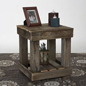 Del Hutson Designs - Rustic Barnwood End Table, USA Handmade Reclaimed Wood (Natural)