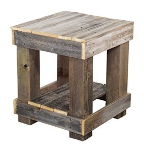 del hutson designs – rustic barnwood end table, usa handmade reclaimed wood (natural)