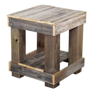 Del Hutson Designs - Rustic Barnwood End Table, USA Handmade Reclaimed Wood (Natural)