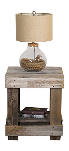 Del Hutson Designs - Rustic Barnwood End Table, USA Handmade Reclaimed Wood (Natural)