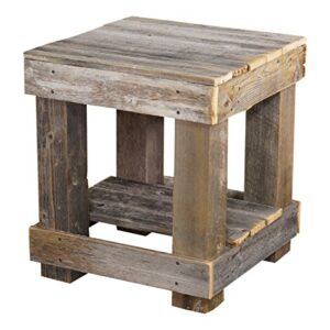 Del Hutson Designs - Rustic Barnwood End Table, USA Handmade Reclaimed Wood (Natural)
