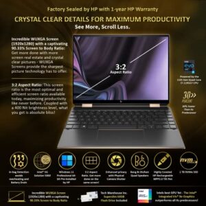 HP Spectre x360 Luxury 14T, 13.5" 3:2 WUXGA Touch, Intel i7-1195G7, 16GB RAM, 1TB NVMe SSD, Intel 5G nanoSim Slot, Fingerprint, Tilt Pen, Black, Win 11 Pro, B&O Audio, 64GB TechWarehouse Flashdrive
