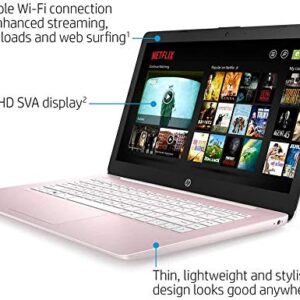 HP 2022 Newest Stream 14" HD Laptop, Intel Celeron N4000(up to 2.6GHz), 16GB RAM, 320GB Space(64GB eMMC+256GB Card), 1-Year Office 365, WiFi, HDMI, USB, Webcam, Bluetooth, Windows 10S, Pink+JVQ MP