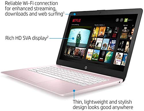 HP 2022 Newest Stream 14" HD Laptop, Intel Celeron N4000(up to 2.6GHz), 16GB RAM, 320GB Space(64GB eMMC+256GB Card), 1-Year Office 365, WiFi, HDMI, USB, Webcam, Bluetooth, Windows 10S, Pink+JVQ MP