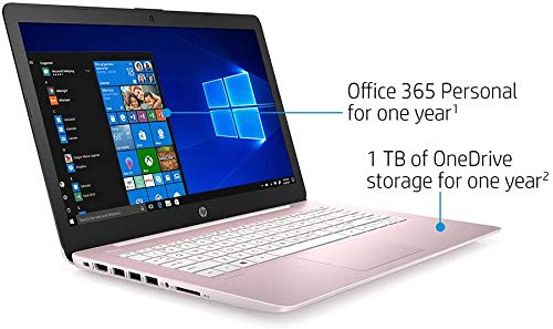 HP 2022 Newest Stream 14" HD Laptop, Intel Celeron N4000(up to 2.6GHz), 16GB RAM, 320GB Space(64GB eMMC+256GB Card), 1-Year Office 365, WiFi, HDMI, USB, Webcam, Bluetooth, Windows 10S, Pink+JVQ MP