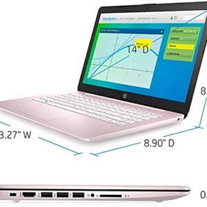 HP 2022 Newest Stream 14" HD Laptop, Intel Celeron N4000(up to 2.6GHz), 16GB RAM, 320GB Space(64GB eMMC+256GB Card), 1-Year Office 365, WiFi, HDMI, USB, Webcam, Bluetooth, Windows 10S, Pink+JVQ MP