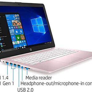 HP 2022 Newest Stream 14" HD Laptop, Intel Celeron N4000(up to 2.6GHz), 16GB RAM, 320GB Space(64GB eMMC+256GB Card), 1-Year Office 365, WiFi, HDMI, USB, Webcam, Bluetooth, Windows 10S, Pink+JVQ MP