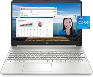 2022 hp 15.6in fhd slim and light laptop, intel core i5-1135g7, 8gb ram, 256gb ssd, iris xe graphics, hdmi, webcam, wifi, windows 11, natural silver, w/ 2-week ift support dy20xx 15-15.99 inches