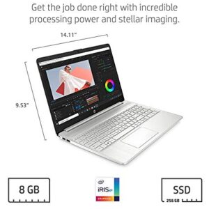 2022 HP 15.6in FHD Slim and Light Laptop, Intel Core i5-1135G7, 8GB RAM, 256GB SSD, Iris Xe Graphics, HDMI, Webcam, WiFi, Windows 11, Natural Silver, W/ 2-Week IFT Support dy20xx 15-15.99 inches