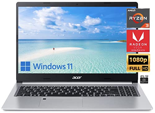 2022 Premium Acer Aspire 5 Slim Laptop, 15.6" FHD IPS, Quad-Core AMD Ryzen 3 3350U Processor(Upto 3.5GHz), 8GB DDR4 RAM, 128GB SSD,WiFi 6,Backlit KB, Fingerprint Reader,Windows 11 S+HubxcelAccessories