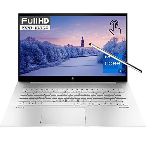 HP 2023 Newest Envy 17.3" FHD Touchscreen Display Laptop, Intel Core i7-1255U, Backlit Keyboard, Finger Reader, W/ Stylus Pen -16GB DDR4 RAM, 1024GB PCIE SSD, - Windows 11 Home - Silver