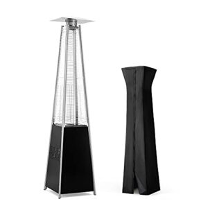 pamapic patio heater with cover, 42,000 btu pyramid flame outdoor heater quartz glass tube propane heater