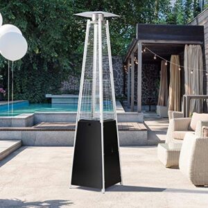 Pamapic Patio Heater with Cover, 42,000 BTU Pyramid Flame Outdoor Heater Quartz Glass Tube Propane Heater