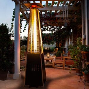 Pamapic Patio Heater with Cover, 42,000 BTU Pyramid Flame Outdoor Heater Quartz Glass Tube Propane Heater