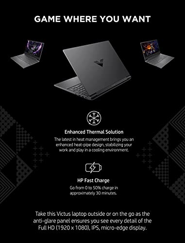 HP Victus Gaming Laptop, 15.6 inch FHD Display, 12th Gen Intel Core i5-12500H 12 Core, NVIDIA GeForce RTX 3050, 32GB RAM, 1TB SSD, Wi-Fi, Bluetooth, Windows 11 Home, Black, Bundle with Cefesfy