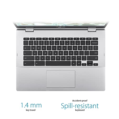 ASUS Chromebook CX1, 14" Full HD NanoEdge Display, Intel Celeron N3350 Processor, 64GB eMMC Storage, 4GB RAM, Chrome OS, Transparent Silver, CX1400CNA-AS44F