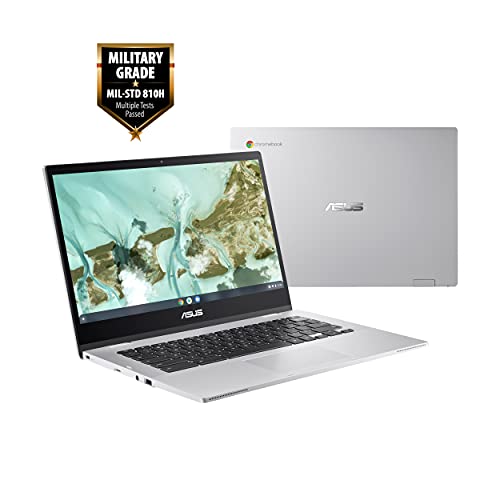 ASUS Chromebook CX1, 14" Full HD NanoEdge Display, Intel Celeron N3350 Processor, 64GB eMMC Storage, 4GB RAM, Chrome OS, Transparent Silver, CX1400CNA-AS44F