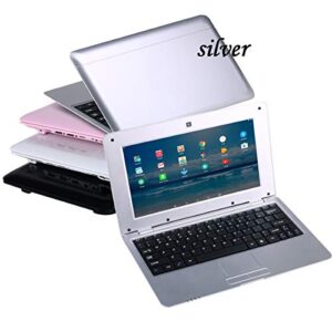 goldengulf 10.1 inch portable quad core 8gb computer laptop pc android 6.0 mini netbook slim and lightweight notebook webcam netflix youtube google player flash (silver)