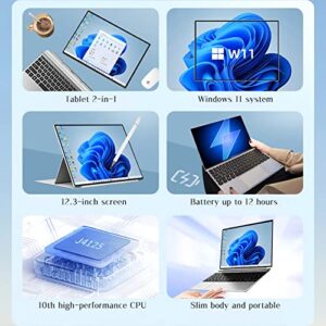 12.3 inch 2 in 1 Laptop Intel Celeron J4125 Quad Core 8G RAM Win 11 Laptops Touch Screen Tablet PC with Keyboard