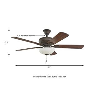 Hampton Bay Rothley II 52 in. Bronze LED Ceiling Fan with Light Kit