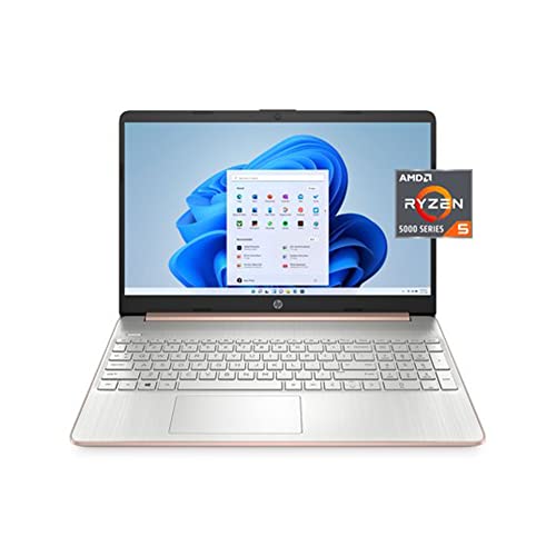 2021 HP 15.6inch FHD Laptop Computer, AMD Ryzen 5-5500U Processor(Beats Intel i7-1065G7), 16GB RAM, 512GB PCIe SSD, Radeon Graphics, HD Webcam, HDMI, Wi-fi, Win 10, Gold, 32GB USB Card Rose Gold