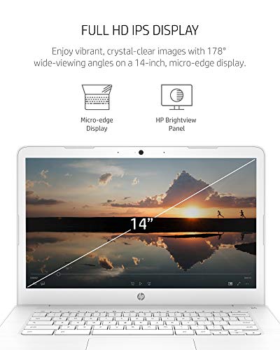 HP Chromebook 14 Laptop, Dual-core Intel Celeron Processor N3350, 4 GB RAM, 32 GB eMMC Storage, 14-inch FHD IPS Display, Google Chrome OS, Dual Speakers and Audio by B&O (14-ca051nr, 2020)