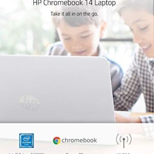 HP Chromebook 14 Laptop, Dual-core Intel Celeron Processor N3350, 4 GB RAM, 32 GB eMMC Storage, 14-inch FHD IPS Display, Google Chrome OS, Dual Speakers and Audio by B&O (14-ca051nr, 2020)