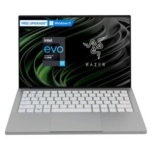 razer book 13 laptop: intel core i7-1165g7 4 core, intel iris xe, 13.4″ uhd+ touch (3840 x 2100), 16gb ram, 512gb pcie m.2, cnc aluminum, chroma rgb, thunderbolt 4, intel evo certified, mercury white