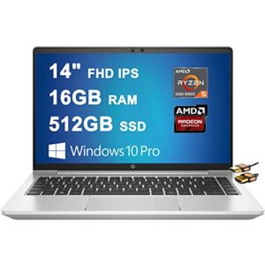 hp probook 445 g8 wolf pro security edition 14 laptop 14″ fhd ips narrow bezel display amd hexa-core ryzen 5 5600u (beats i7-1160g7) 16gb ram 512gb ssd backlit usb-c win10pro silver + hdmi cable