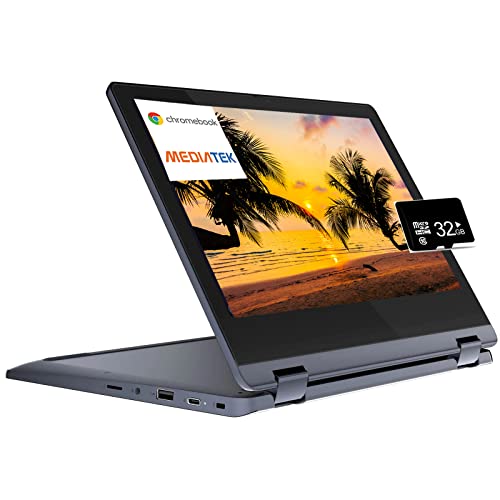 Lenovo Flex 3 Chromebook 2-in-1 11.6" HD Touchscreen Convertible Laptop Computer for Home and Education, 8-Core MediaTek MT8183, 4GB RAM 64GB eMMC + 32GB SD Card, WiFi 5, Bluetooth, Webcam, Chrome OS