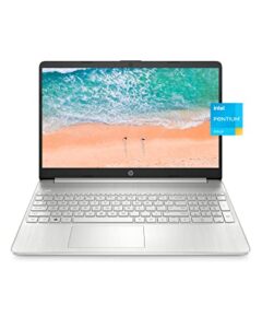 hp 15 inch laptop, intel pentium gold 7505 processor, intel uhd graphics, 128 gb ssd, windows 10 home (15-dy2010nr, natural silver)