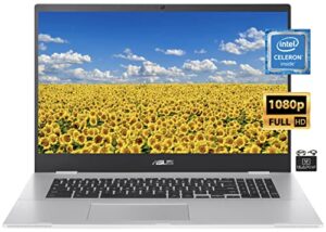 2022 flagship asus chromebook light laptop, 17.3″ fhd 1080p widescreen, intel celeron n4500 (upto 2.8ghz), 4gb ram, 32gb emmc, webcam, uhd graphic, wifi 6,17+ hours battery,chrome os (renewed)