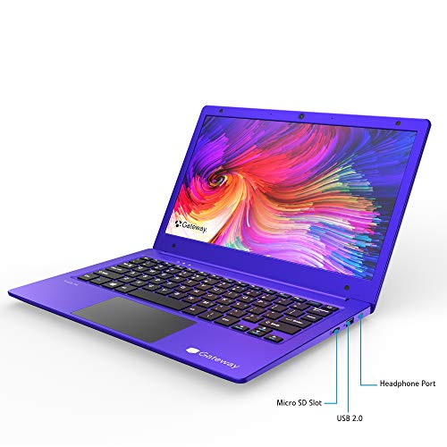 Gateway 11.6" FHD Ultra Slim Laptop Computer, AMD A4-9120e Up to 2.4GHz, 4GB DDR4 RAM, 64GB eMMC, Bluetooth 4.0, Webcam, USB Type-C, HDMI, Remote Work, Windows 10 S, BROAGE 64GB Flash Drive, Purple