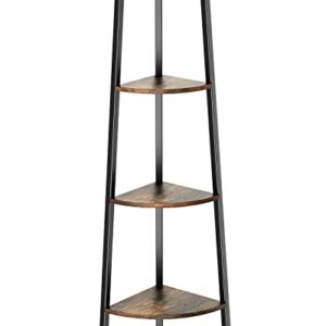 FURNINXS 4 Tier Corner Shelf Standing, Shelving Unit, Display Rack for Bedroom, Living Room, Office, Kitchen, Rustic Brown